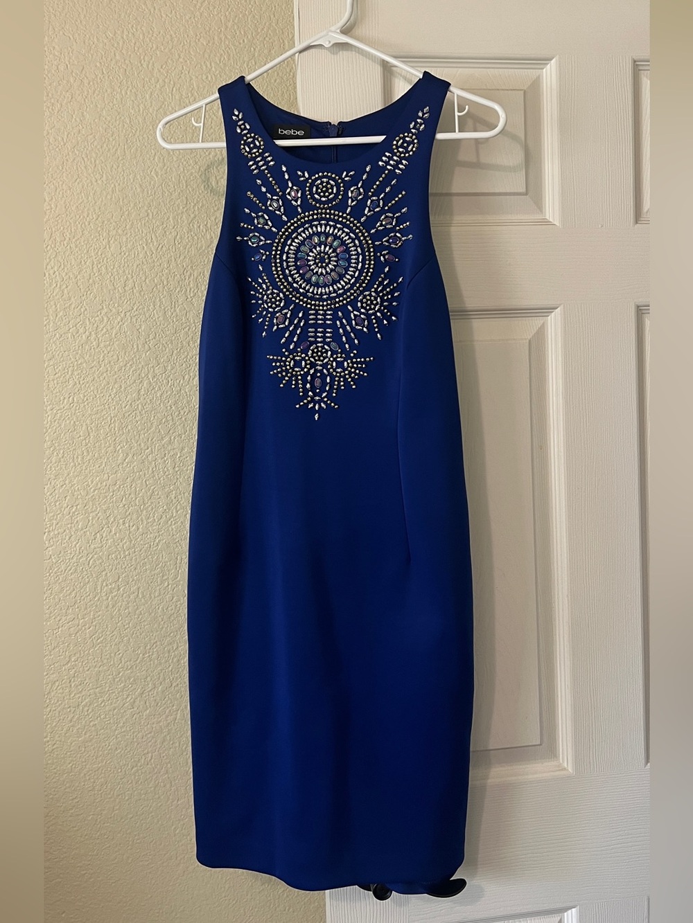 bebe Cobalt Blue Embellished Midi Dress